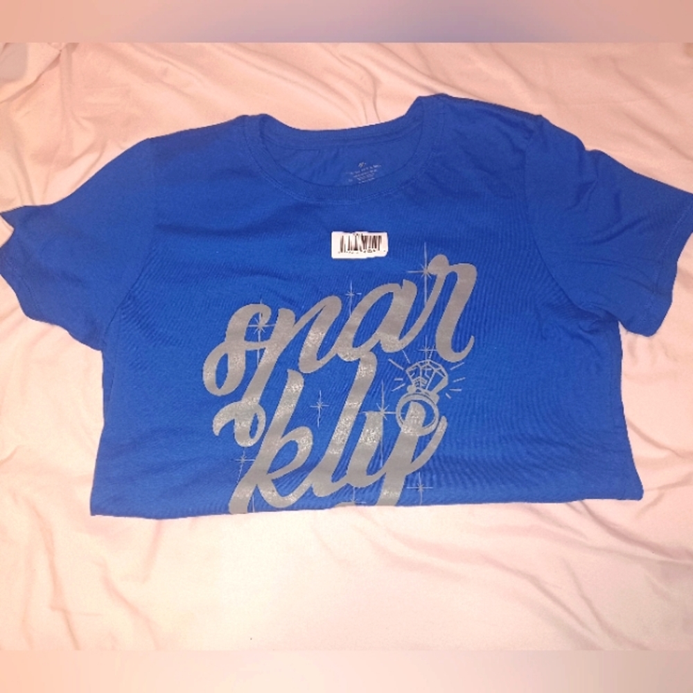 Blue Sparkly Diamond Ring Graphic Tee, Bride to Be Shirt, Women’s Large New